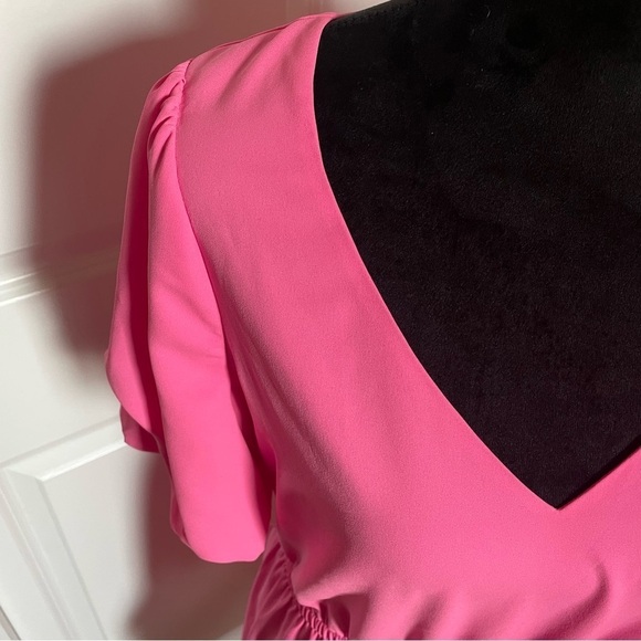 Lilly Pulitzer Martha Pink Stretch Ruffle Midi Short Sleeve Dress EUC Size 10 - Picture 7 of 11